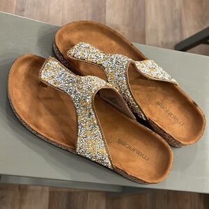 Maurices Sparkling Gold and Silver Women's Cork Sandals